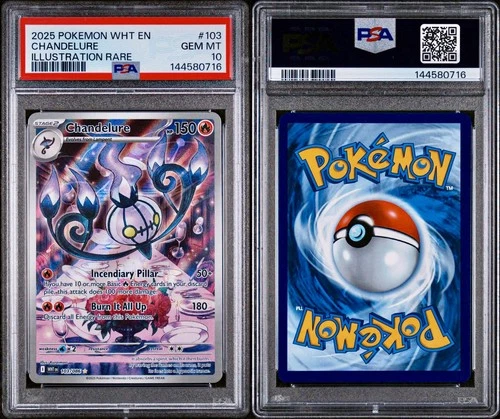 2025 POKEMON WHT EN-WHITE FLARE ILLUSTRATION RARE #103 CHANDELURE PSA 10