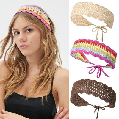 Hairband, 3PCS Crochet Headband Women Floral Hairband - Elastic Handmade Croc...