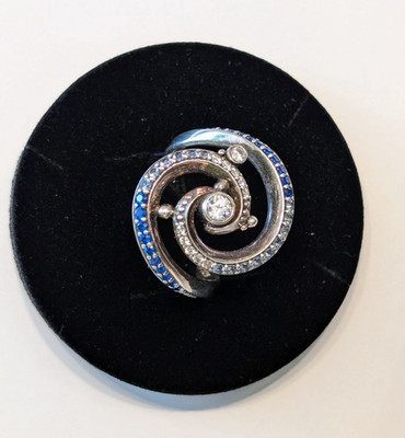 Thomas Sabo Cocktailring Welle Spiral-Design 925 Sterlingsilber Zirkonia Gr. 60