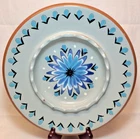 Vintage 1958 Stangl Pottery Hand Painted Blue Floral 10" Tabletop Cigar Ashtray