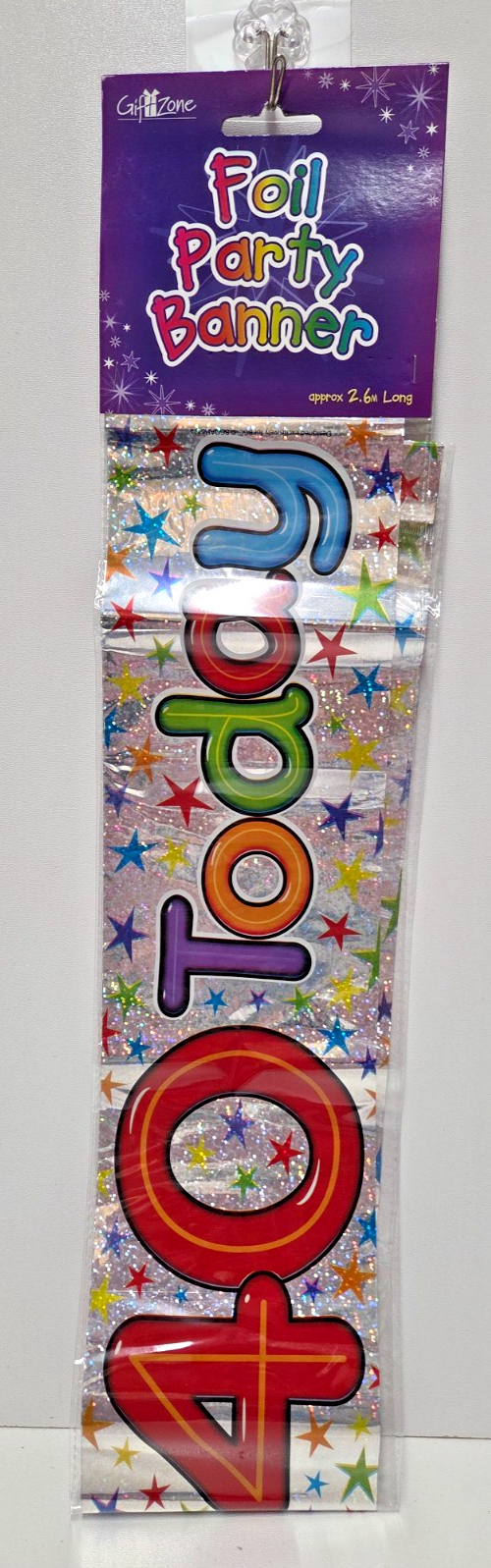 Happy 40th Birthday Multicoloured 2.6m foil Banner Party Age 40 Holographic