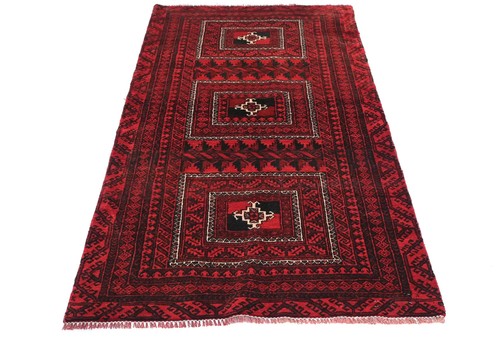 Red Tribal Geometric Design Handmade Oriental Rug Entryway Decor Carpet 3X6 ft - Picture 2 of 11