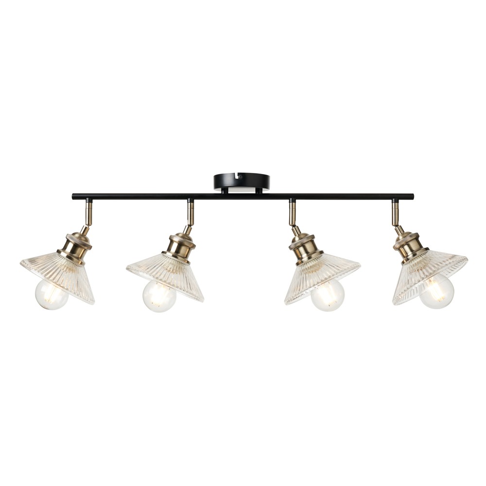 Litecraft Safie Spotlight Bar Industrial Styled Ceiling 4 Light - Brass, Black