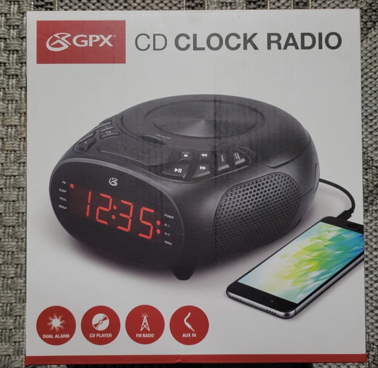 GPX CD Player Boombox with AM/FM Radio, BC112B, Black Easy Carry handle LED