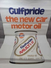 1970s Original Gulf Pride Motor Oil LARGE 42"x28" Store Display Window Poster
