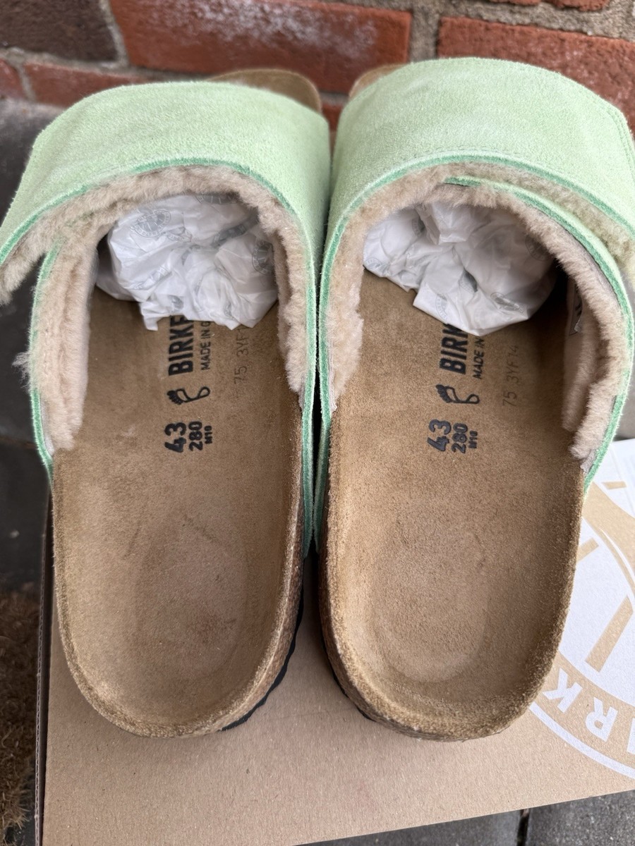 Stussy x Birkenstock Solana Shearling Slide Washed Green Stussy x Birkenstock Solana Shearling Slide Washed Green