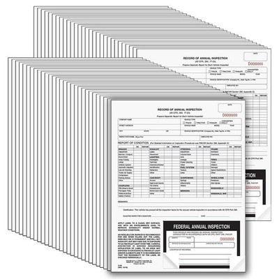 J. J. Keller 50Pack, Record of Annual Inspection Form with Inspection Label, ...