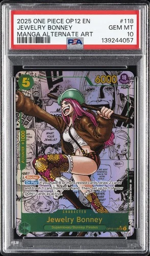 2025 ONE PIECE OP12-LEGACY OF THE MASTER #118 JEWELRY BONNEY PSA 10