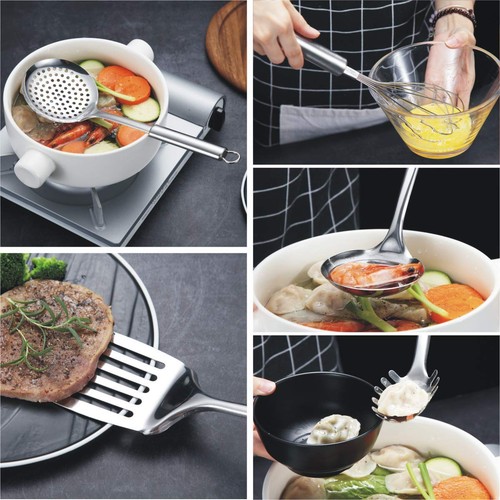 Juego de Utensilios de Cocina 8 Piezas, Juego de Herramientas de Cocina de Acero Inoxidable con Soporte,Cocina... - Imagen 5 de 7