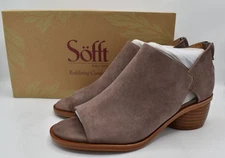 Sofft Womens 10 Carleigh Lavender Grey Leather Heeled Open Toe Sandals Shoes