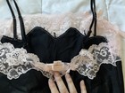 Victoria's Secret S Black Full Slip Pink Lace Trim & Bow w/ Adjustable Straps — photo 3