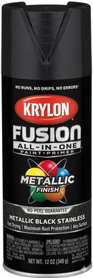 Krylon Fusion All-In-One Spray Paint for Indoor/Outdoor Use, Gloss Black , 12 Oz