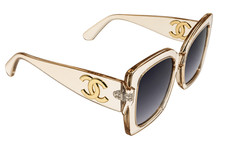 CHANEL Designer Sunglasses   Clear Champagne Frame with Gradient Gray Lenses