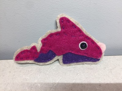 Handmade dogfish shark sew on patch for backpack bag jacket etc felt pink purple