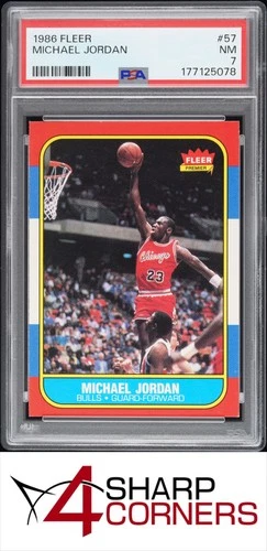 1986 FLEER #57 MICHAEL JORDAN RC BULLS HOF PSA 7