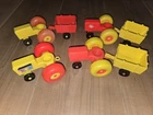 Vintage Fisher Price Little People Farm Lot Of 4 Tractors 3 Trailer Wagon
