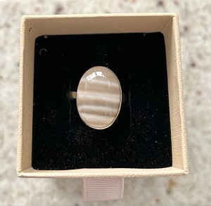 Genuine Polish Flint Stone Ring Size 7 Adjustable