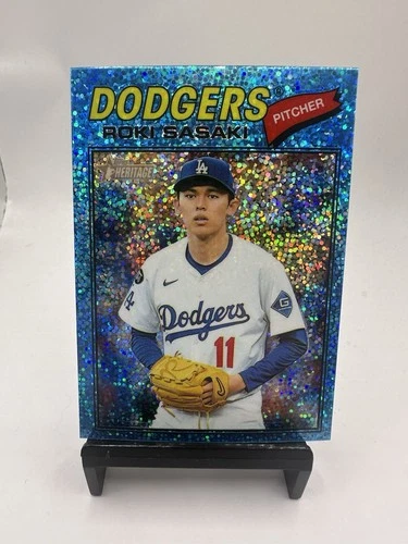 2026 Topps Heritage Baseball Roki Sasaki Chrome Blue Sparkle #39 JS