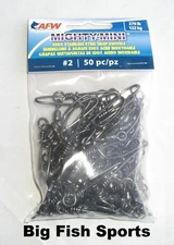 AFW MIGHTY-MINI Stainless Steel Snap Swivels 50 Pack, Size 2, 270lb #FTSS270B/50