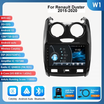 For Renault Duster 2015-2020 9'' Android 14 Car Radio GPS Navi CarPlay 2+32G SWC