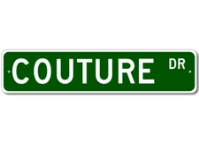 Couture Drive Street Sign Personalized Custom Last Name Metal Sign - Aluminum