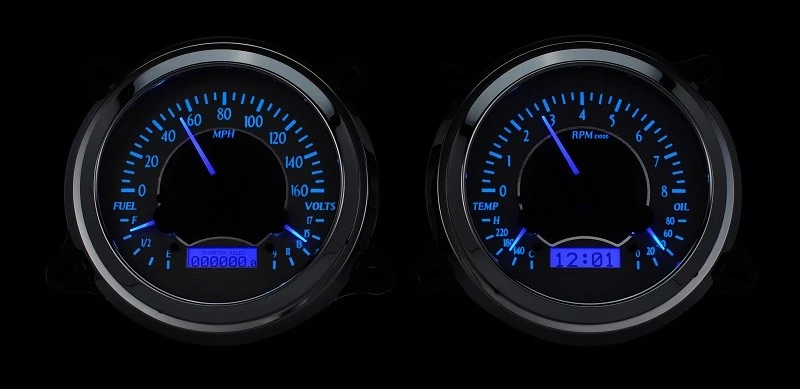 Dakota Digital 1947-53 Chevy GMC Pickup Calibre Analógico Plateado Azul VHX-47C-PU-S-B Foto 2 de 4