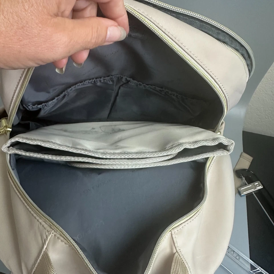 Lovevook diaper bag backpack waterproof pocket changing pad laptop   beige gold - Image 4 of 4