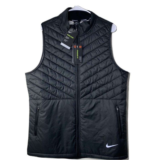 Nike Aerolayer Mens Thermal Running Full Zip Gilet Vest Cj5478 Black Size Medium for sale online 