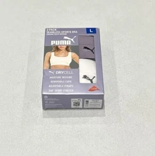 Puma Women's 2-Pack Square Neck Seamless Sports Bra, Purple/White, Size L