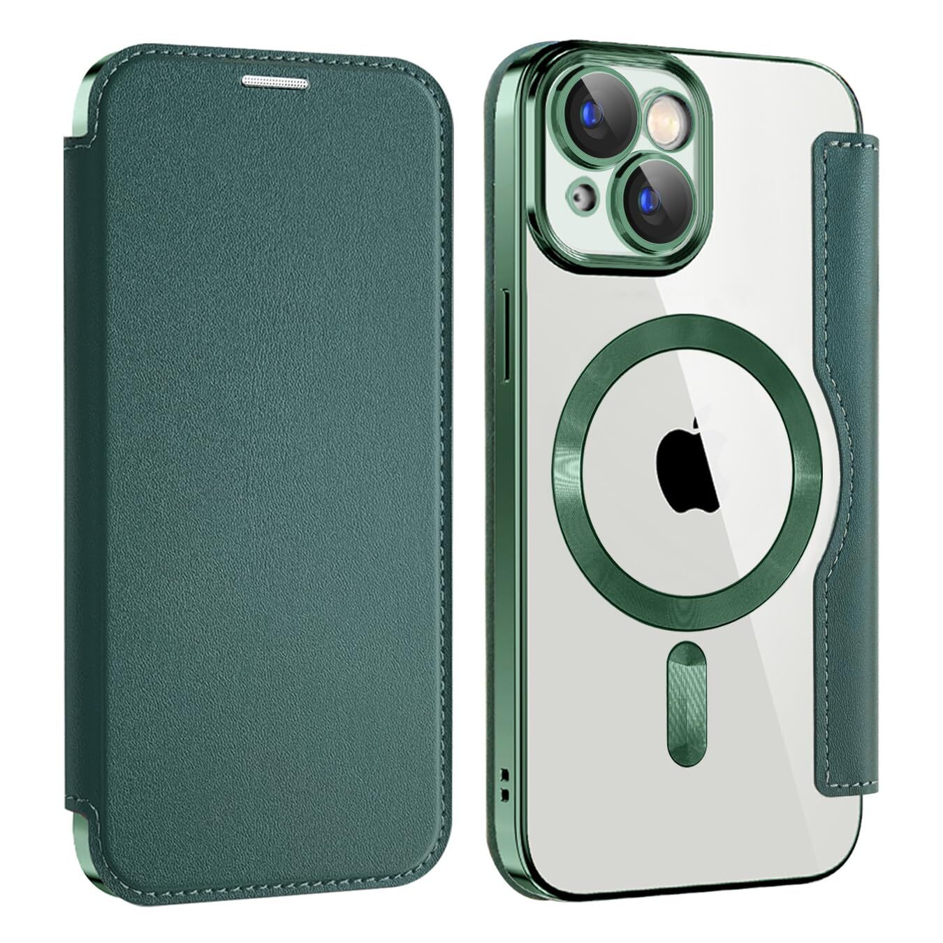 REHOOF for iPhone 15 case notebook type magsafe compatible 6.1 inch back tr 917-image