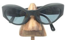 Vintage Lauren Bacall 350 SM Black Oval Cat Eye Sunglasses Frames Hong Kong