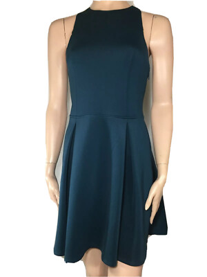 ABERCROMBIE Sz M Emerald Green Scuba Cut Out Back Full Skirt Skater Dress |  eBay