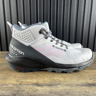 Salomon Outputs Mid GTX Size 6.5 Womens Grey Black Lavender Hiking Boots