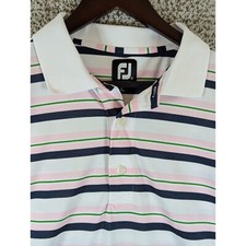 FootJoy Golf Polo Shirt Striped Athletic Stretch XL Embroidered Sleeve