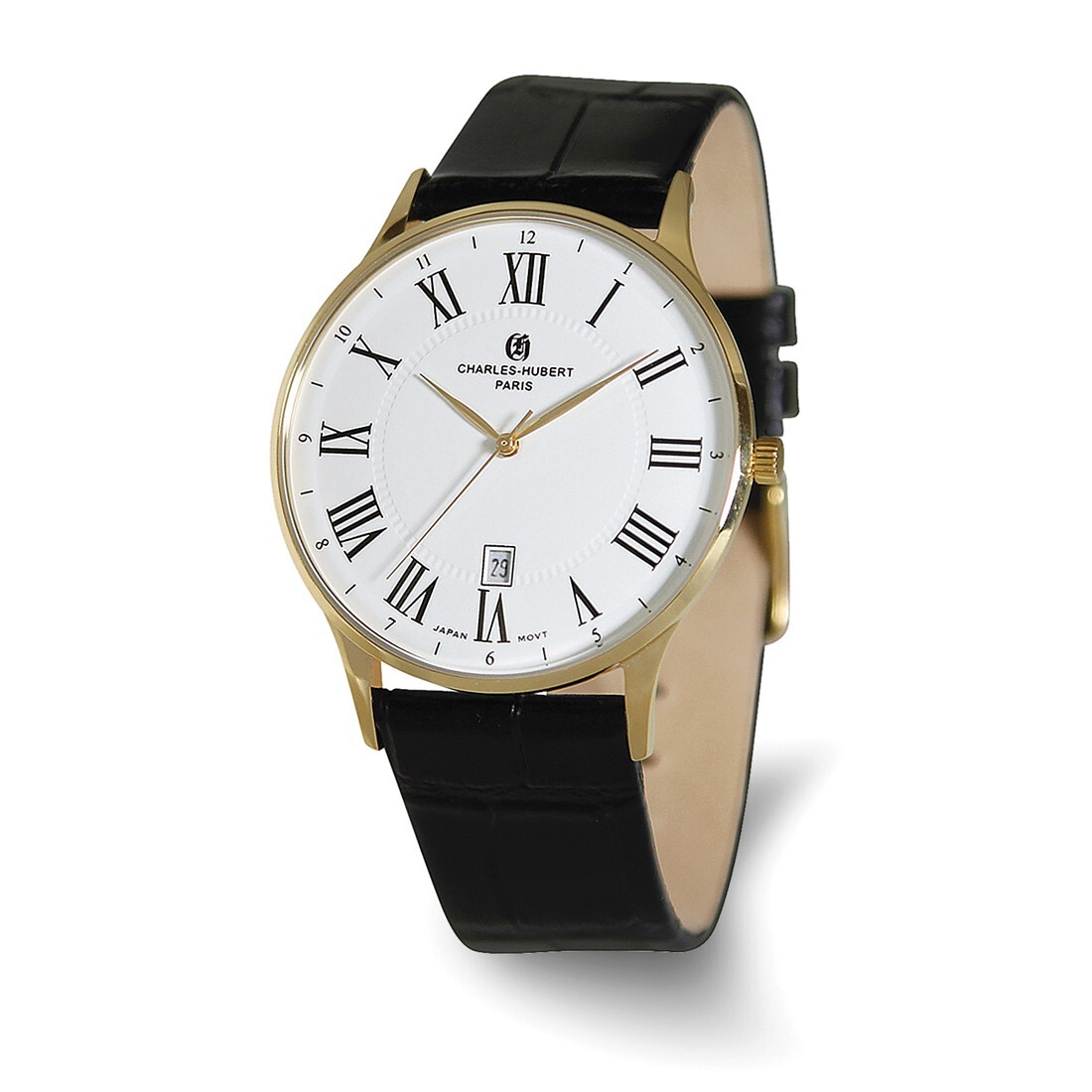 Charles Hubert 42mm Mens White Dial Gold-Plated Stainless Steel Quartz Watch