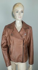 Max Studio Faux Leather Tan Brown Jacket Size M