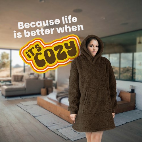 Kuschelhoodie Sherpa Fleece One Size Kapuzenpullover Kuscheldecke Fleece Flanell - Bild 13 von 21