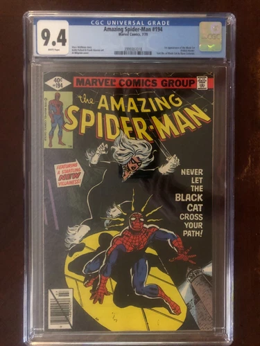 CGC 9.4 Near Mint AMAZING SPIDER-MAN #194! 1979 WHITE PAGES! KEY! 1ST BLACK CAT!