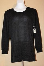 NEW Womens Stretch Hacci Tunic Small Soft Top Black Light Weight Thin Crew Neck