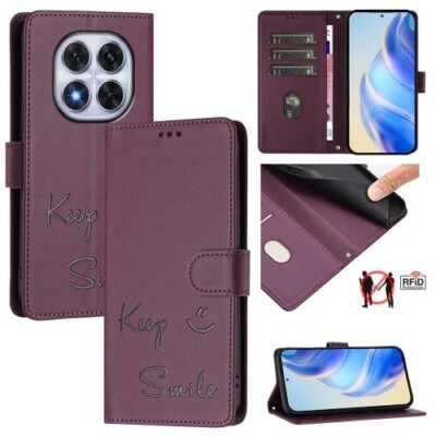 For Redmi Note 14 Pro 4G Smile Embossing RFID Leather Phone Case
