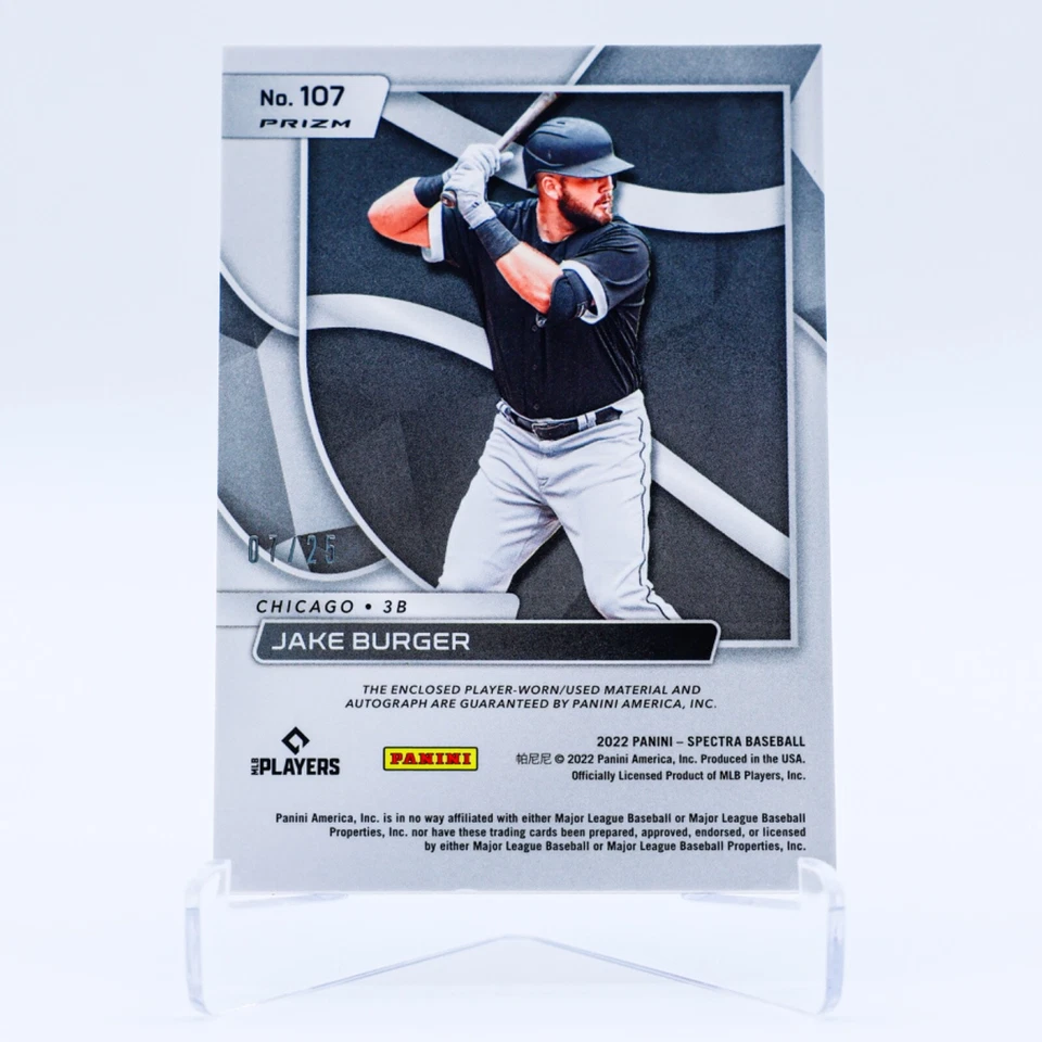 2022 Panini Chronicles Spectra Jake Burger RC Patch Auto Neon Green /25 #107 - Image 2 of 2