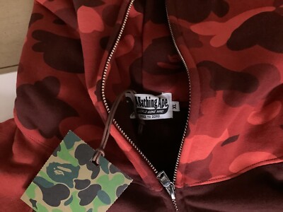 AUTH APE BAPE COLOR CAMO RELAXED FIT COLLEGE FULL ZIP HOODIE RED