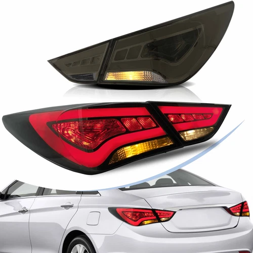 4PCS Headlights + SMOKED Tail Lights For Hyundai Sonata 6th Gen Sedan 2011-2014 - Picture 9 of 17