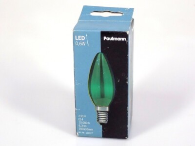 0.6-Watt Paulmann 280.27 LED Candle Candle 0.6W E14 Green Green 230V Ø33mm