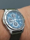Vintage SEIKO Chronograph 7T92-0CA0 Quartz Blue Dial Men's Watch - Lovely