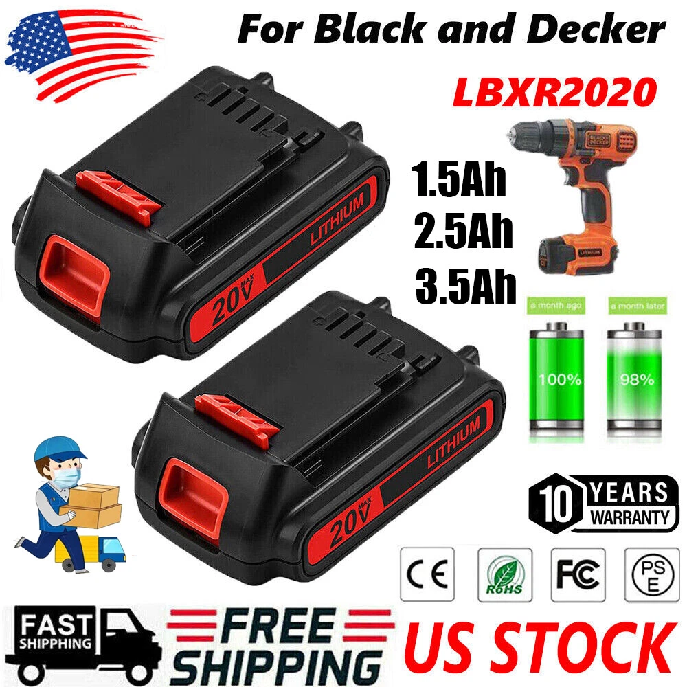 2Pack 20 Volt 3500mAh Replacement for Black and Decker 20V Battery Lithium  MAX LBXR20 LB20 LBX20