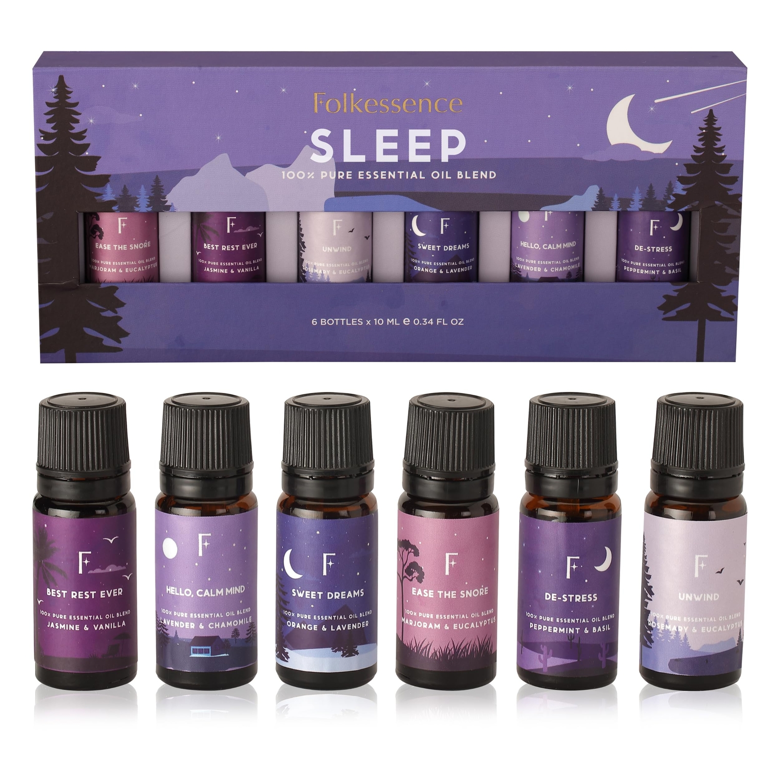 Sleep Essential Oils Set | Pure Essential Oils For Diffusers For Home Set Of 6 E