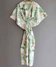 Indian Floral Kimono Kaftans Summer Dress Night Gown Maxi Bridal Caftan Dress US