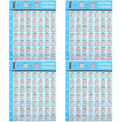 Reusable Blue Guitar Chord Chart Poster for Guitar Learning and ...