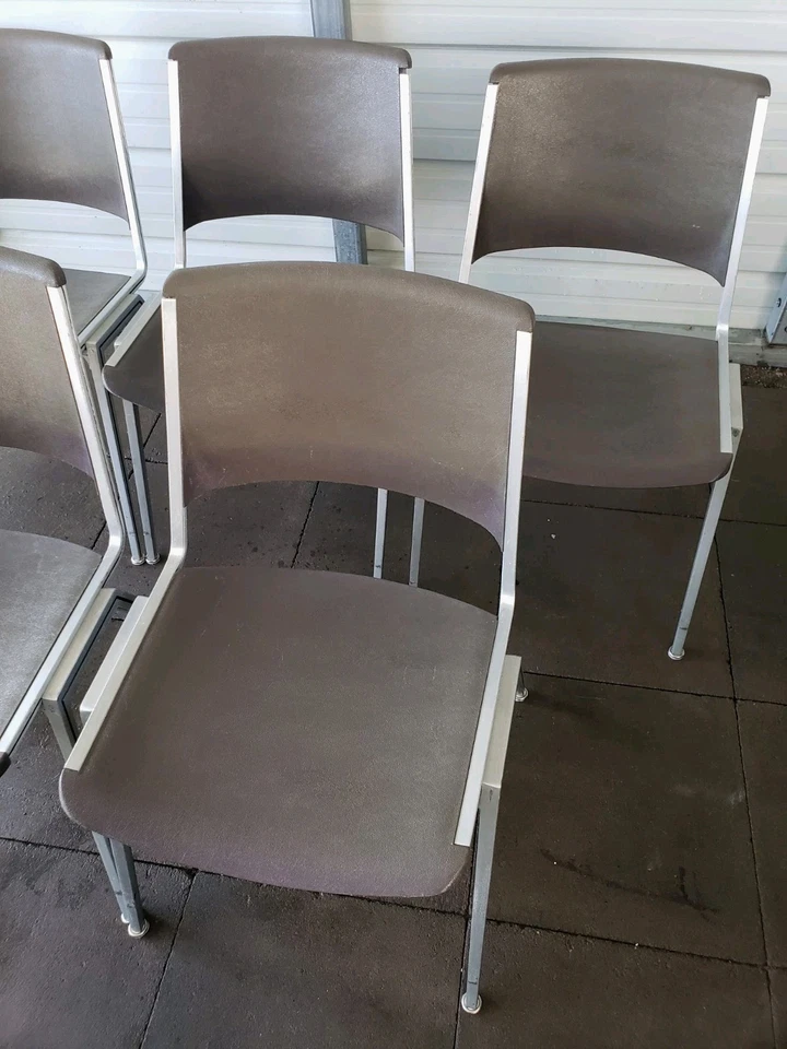 Винтажный алюминиевый стальной корпус фирменный укладки стулья набор из 5 - Изображение 4 из 4